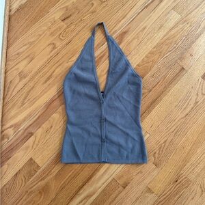 Lioness gray tank halter top button down top